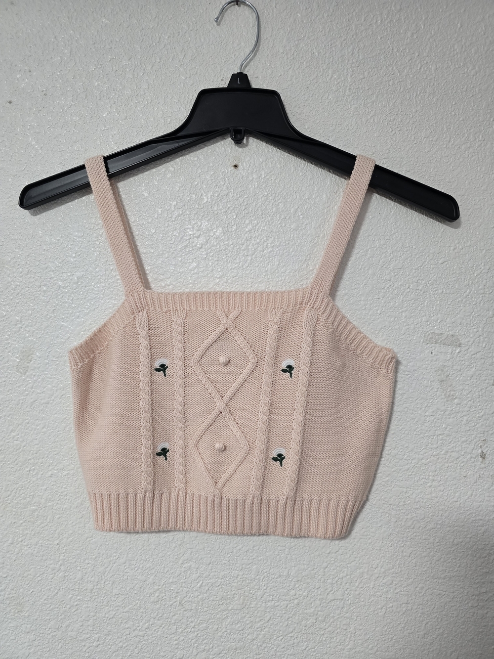 wild fable Blush Pink Knit Crochet-Style Crop Top